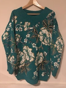 Together! Vintage Green Floral Jumper Size Small - Picture 1 of 5