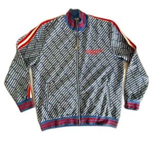 ROCKSTAR Original Mens Track Suit Jacket Zip Front White Blue Logo All Over 2XL - Picture 1 of 12