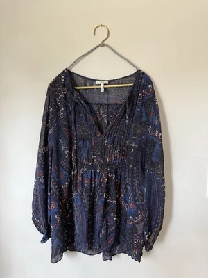 Joie Vandrea 100% Silk Paisley Boho Blue Blouse Size Medium - Image 1 of 4