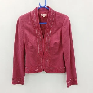 Monsoon Silk Linen Beaded Jacket UK 10 Raspberry Pink Occasion RMF17-SM - Picture 1 of 6