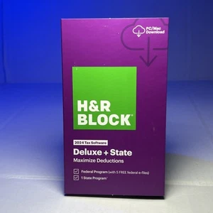 NEW H&R Block Tax Software Deluxe + State 2024 PC/Mac Key Card DL/ - Picture 1 of 5