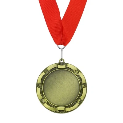Award Medal, 1st Place Winner Prize Medal with Red Ribbon, Gold - Image 1 of 4