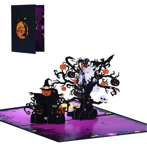 Halloween Night Scarecrows Pumpkins 3D Popup Greeting Card for a Eerie Surprise - Picture 1 of 8