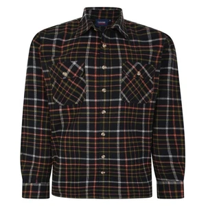 Espionage Hombre Cuadros Manga Larga Polar Sobrecamisa en Negro Múltiple 2XL-8XL - Imagen 1 de 8