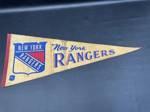 Pennant in feltro da hockey New York Rangers vintage anni 60 - Foto 1 di 6
