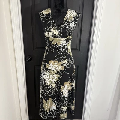 Vestido midi floral negro vintage años 90 Byer Too grande cabaña pradera Foto 1 de 4