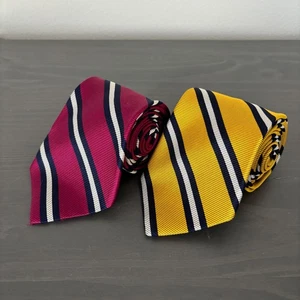 Brooks Brothers Striped Silk Necktie Gold & Magenta Men's Tie Set - Picture 1 of 8