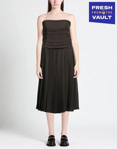 RRP€511 ALYSI Crepe Linen Midi Dress IT42 US6 UK10 M Lined Pleated Made in Italy - Picture 1 of 5