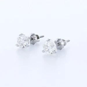 2.1CT LAB-CREATED DIAMONDS E/VVS2 ROUND CUT 14K WHITE GOLD 3-PRONG CLASSIC STUDS - Picture 1 of 3