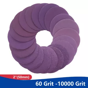 2 Zoll (50 mm) 360 A Nass Trocken Schleifscheibe Pad Haken Schleife Lila Schleifpapier 60-10000 Körnung - Bild 1 von 6