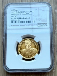Norway 1972 Gold 9.5 gram Ducat NGC PF64UC Frederik IX Memorial - Picture 1 of 2