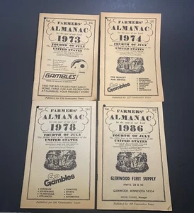 VTG Farmer’s Almanac Lot - 1973, 1974, 1978, 1986 Go Gambles Glenwood, MN - Picture 1 of 15