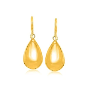 14k Yellow Gold Polished Teardrop Motif Drop Earrings - Picture 1 of 1