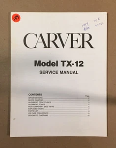 Carver TX-12 Tuner Service Manual *Original* - Picture 1 of 1