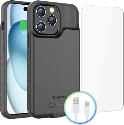 Alpatronix Battery Case for iPhone 15 and 15 15/15 Pro 6.1", Black  - Image 1 of 4