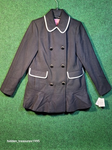 Cappotto Kate Spade doppio petto ingioiellato con bottoni lunghezza media pelliccia sintetica nero taglia S