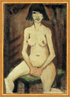 Siedząca dziewczyna nagość malarstwo erotyczne krzesło Otto Mueller sztuka A1 191