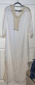 Skemo | White Tan Crochet White Long Cover Up/ Duster Size Large - Picture 1 of 8
