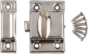 Silver Finish Thumb Turn Catch Latch Lock Cupboard Cabinet Door Includes Screws - Picture 1 of 3