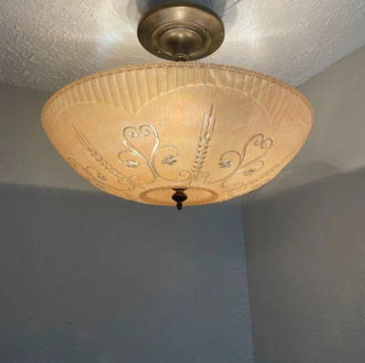 vintage 1930-40s three light bedroom flush mount fixture - Image 1 of 4
