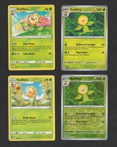 Sunflora Pokemon Card Collection Set of 4 English Cards Reverse Holo Grass Type - Picture 1 of 1