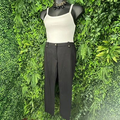 H&M Mujer Pantalones 12 Negro Vestido al Tobillo Trabajo Botón Acento Nuevo con Etiquetas 0966 Foto 1 de 4