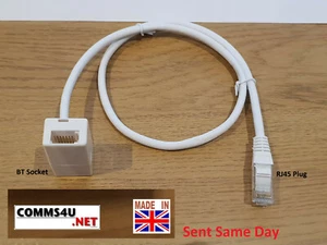 2M RJ45 PLUG TO BT TELEPHONE SOCKET ADAPTOR DIRECT CONVERTER (NO CAPACITOR) - Picture 1 of 4