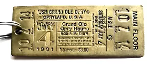 VINTAGE GRAND OLE OPRY SOLID BRASS TICKET KEYCHAIN JULY 4TH 1981 KEY CHAIN FOB - Picture 1 of 5