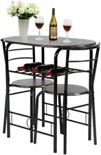 FDW 3-Piece Round Table and Chair Set - Black