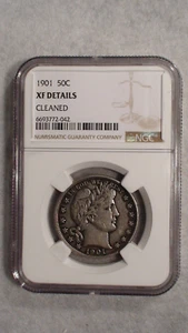 1901 P NGC EXTRA FINE BARBER HALF PRETTY 50C SILVER COIN BUY IT NOW! - Picture 1 of 4