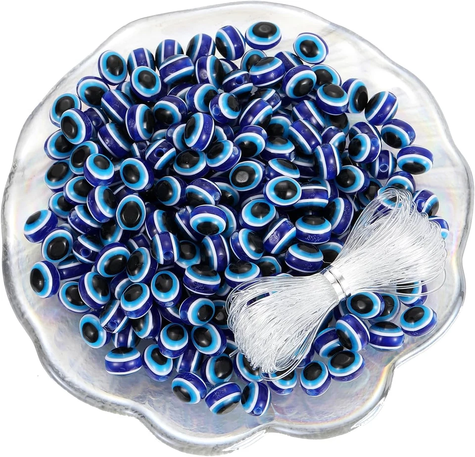 Cuentas de murano de resina azul real ovaladas de 10 mm con dijes con cuentas espaciadoras 200 un. Foto 1 de 4