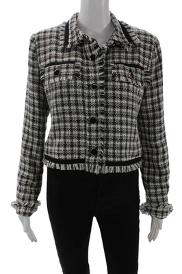 Central Park West, Womens Black Checked Collared Button Jacket Size M - Image 1 of 4