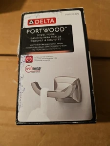 Delta Portwood Double Towel Hook Bath Hardware Acceesory in Brushed Nickel - Picture 1 of 1