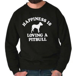 Happiness Is Loving A Pitbull Dog Mom Dad Womens or Mens Crewneck Sweatshirt - Picture 1 of 14