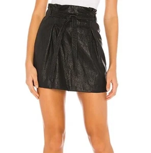 Free People Payton Paperbag Faux-Leather Mini Skirt - Size 8 - Picture 1 of 3