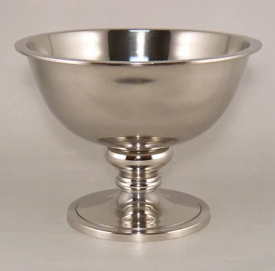 Jarrón cuenco de compota niquelado aluminio base pedestal 10" diámetro 7,5" alto Foto 1 de 2
