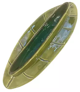 Vassoio barca oliva piatto ceramica verde Louisiana Cajun Country ceramica 11,5” x 4,5” - Foto 1 di 9