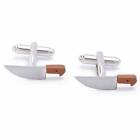 Cufflinks - Knife Chef's Knife with Wooden Handle Handle