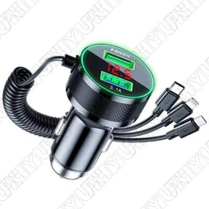 New 12V/24V Universal USB Car Charger Adapter 150W Fast Charge with Cable 3 in 1 - Picture 1 of 6