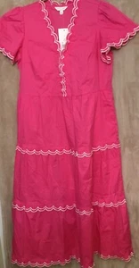 Vestido midi Crown & Ivy rosa pop con ribete de vieira talla pequeña - Imagen 1 de 6