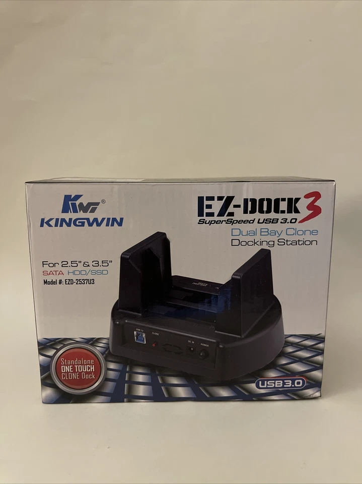 Kingwin EZD-2537U3 Dual-Bay 2.5/3.5inch SATA HDD & SSD Docking Station - Image 1 of 4