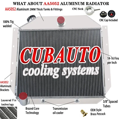 4 Row Aluminum Radiator For 1951-1957 International Harvester Truck 3.6 3.9L L6. Foto 1 de 4