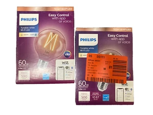 Philips Tunable White Smart Bulb, G25 60W Dimmable Smart Wi-Fi WiZ, PACK OF 2 - Picture 1 of 4