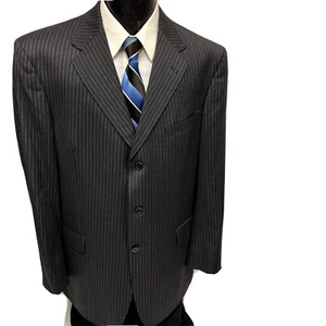 Loro Piana Daniel Cremieux Men Black Sport Coat Pin Stripe Jacket WooL Blazer 44 - Picture 1 of 7