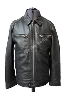 REISS FENWICK BLACK LAMB LEATHER BIKER BLOUSON JACKET UK40 LARGE RRP £450 BNWT - Picture 1 of 18