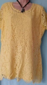 Ladies Yellow Lace Detail Top Size XL - Picture 1 of 4