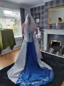 wedding dress, size 14, full train, worn once for 5 hours as lock down wedding - Picture 1 of 3