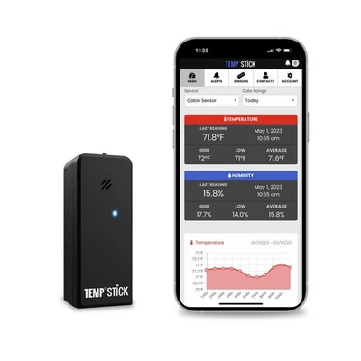 Sensor de temperatura y humedad WiFi remoto Temp Stick, registrador de datos. Sin suscripción... Foto 1 de 4
