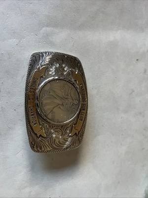 Sterling Face Cust-M-Bilt Kingsburg Gun Club Singles “D” Champion Buckle Belt - Image 1 of 3