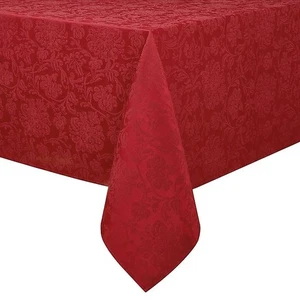 Winter Wonderland Holiday Medley Red Damask Tablecloth, 60x144 Oblong - Picture 1 of 2